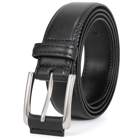 JasGood Ledergürtel Herren Gürtel Herren aus Kunstleder für Männer Anzug Business Jeansgürtel 33mm Breit Herrengürtel mit Dornschließe
