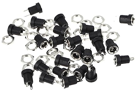 TINEASUR 1bag Dc Power Socket Bag Black Plug Sockets Dc Power Adapter Panel Mount Connector Jack Plug Adapter