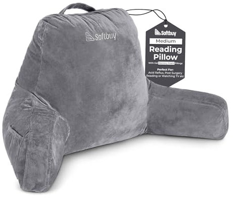 softbuy Mittleres Lesekissen – Bettruhe Kuschelkissen für Erwachsene mit abnehmbarer Nackenstütze und erhöhten Armlehnen für Komfort – ideal zum Lesen, Spielen oder Entspannen – Größe M