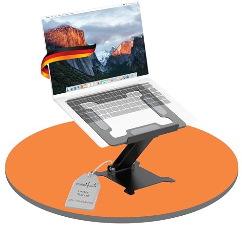 PureMounts Laptop Ständer faltbar höhenverstellbar Aluminium Notebookhalter | Ergonomischer Notebookständer mit 7 Blickwinkeln für Home Office und flexible Nutzung