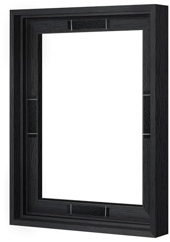 Abtgt 9x12 Canvas Floating Frame with 0.9 Deep, Black Floater Frame for Canvas Paintings with Adhesive, Vertical or Horizontal Wall Art frame for Prints Oil Painting Diamond Decor, 1 Pack.