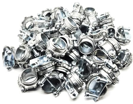 Sonilco 3/8 Metal NM Sheathed Cable Connector Conduit Electrical Pipe Fitting UL Listed Compatible with Romex Cables, 10 Pack