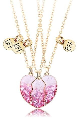 Collana BFF per 3, 3 Pz Collana Cuore Spezzato Collana Amicizia per 3 Collane per Bambine e Ragazze Collana Dell'amicizia Gioielli Regalo per Ragazze