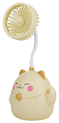 LABRIMP Usb Desk Fan Small Electric Fan Rechargeable Pen Pencil Holder Cartoon Style for Office School Home