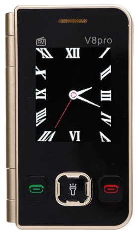 Elprico 2G Flip Telefono per Anziani, Flip Cellule con Doppio Schermo, Pulsanti di Grandi Dimensioni, Doppia Scheda Dual Standby, Flashlight LED, Vibrazione di Quadrante Rapido, Radio (GOLD)