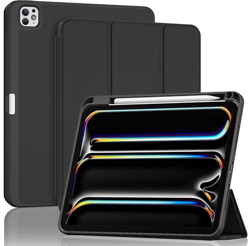 ProCase Mjukt TPU-fodral för 11 tum iPad Pro M5 2025 M4 2024 med pennhållare, stötsäkert skyddsfodral, smart fodral, svart