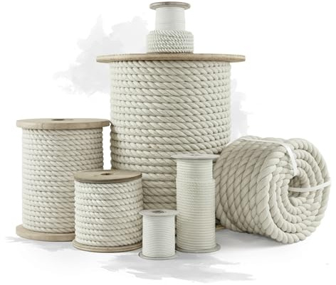 Pelican Rope 100% Cotton Twisted Rope, Natural Macrame Cord for Crafts, Pet Toys, Safe for Animals, DIY, Gardening,Indoor/Outdoor, Soft, Durable, Low-Stretch, 1/2 x 10 ft