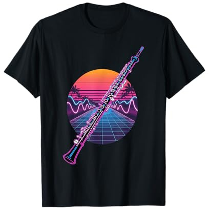 Retro Synthwave Oboe Oboista Maglietta
