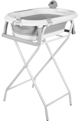 Bañera plegable con soporte antideslizante- Seguro y cómodo Lavabo plegable Bebe para recién nacidos y niños pequeños (Estilo 5) 81,5 x 48 x 21 cm - Gris