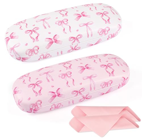 Beipegin Brillenetui 2-Pack, Brillenetui Hardcase für Damen Herren Erwachsene mit Brillenputztuch