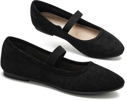 GLAMORA Merceditas Mujer Bailarinas Manoletinas Mary Jane Ante Sintético Tira Elástica Zapatos Planos Flexibles Antideslizantes Transpirables Plantilla Acolchada Suela Goma