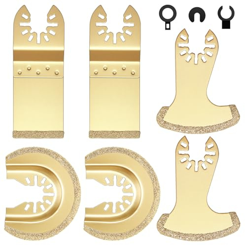 JOEJONI 6 Stück Multitool Sägeblätter Set, Hartmetall Multifunktionswerkzeug Zubehör, Oszillierendes Zubehör für Fliesen Fugenmörtel Mauerwerk Klingen, für Ryobi, Dremel, Dewalt, Rockwell, Makita