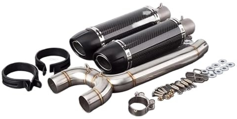 Doppio scarico Moto Sistema Scarico Slip On Per Yamaha Per FZ-6N Per FZ-6S Per FZ6 Per FZ6S Per FZ6N 2004-2009 Per Fz6 Con Silenziatore(Carbon look black)