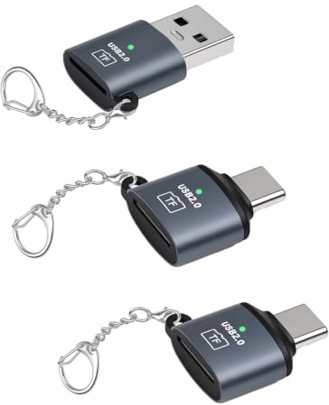 YANBORONSN Lector de Tarjetas Micro SD USB 2.0, Lector de Tarjetas USB A y USB C a Micro SD/SDHC/SDXC con diseño de Llavero para teléfonos, tabletas, portátiles, cámaras, Coches, etc. (Paquete de 3)