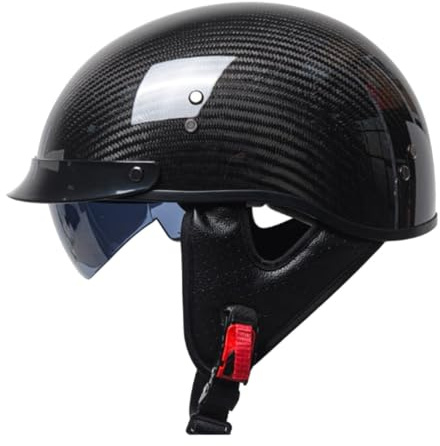 Caschi Cromwell Vintage Con Visiera Casco Mezzo Retrò Moto Elmetto Scodella Omologato ECEDOT Caschi Jet E Demi-Jet Aperto Casco Comodo E Traspirante Per Adulti Uomini Donne E,M:57-58CM