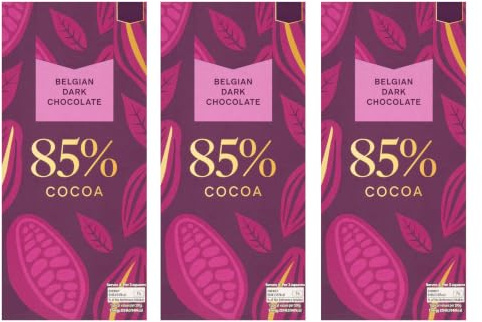 Cocoa Belgian 85% Dark Chocolate Bar 100g,Suitable for Vegetarians,Pack Of 3