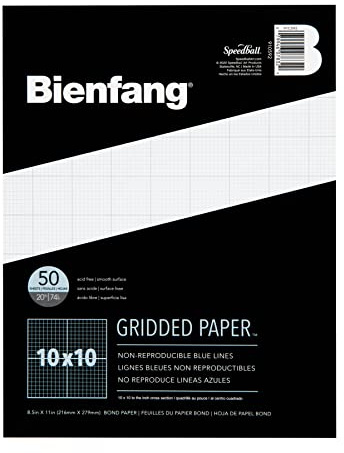 Bienfang Designer Grid Graph Paper Pad, 10x10 Cross Section, 8.5 x 11 Inches, 50 Sheets