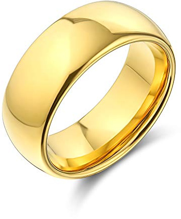 Bling Jewelry Einfacher Breiter Kuppel Schwarz Oder Silber Paare Titan Ehering Für Männer Für Frauen Komfort Passform 8MM Größe 5-14