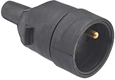 Debflex 713590 Stecker 2P T 16 A, wasserdicht, schwarz, rechts