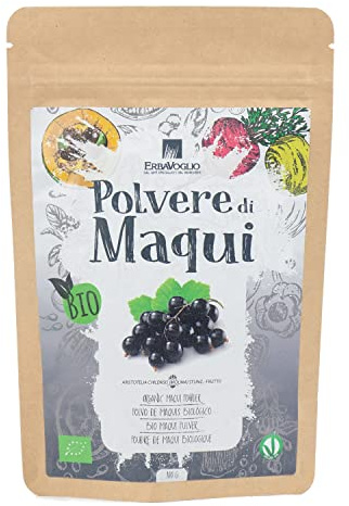 Erbavoglio Polvere di Maqui Bio - 100 g - Alimento biologico - Ricca di antiossidanti, supporta la salute cardiovascolare e combatte lo stress ossidativo.