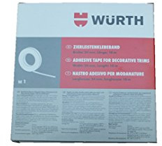 Würth Zierleistenklebeband | Breite 24mm / Länge 10m | doppelseitiges Klebeband mit Polyethylenträger & Acrylatkleber| Befestigen von Zier- & Funktionsleisten, Emblemen, Blenden, Halterungen Autos