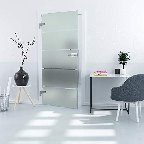Duradoor Ganzglastürblatt ESG im 5-Streifendesign DIN Links 1972 mm x 959 mm x 8 mm Zimmertür Bürotür Drehtür Schwebetür Schwenktür Schwingtür