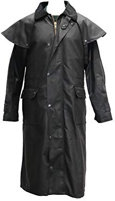 Hunter Outdoor Aussie Duster Long Unisex Wax Coat (Black, XXLarge)