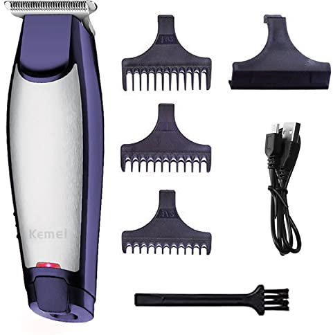 KEMEI Men's Self-Cut Hair Trimmer Waterproof Cordless Rechargeable Hair Cutting Clippers Groomer with Stainless Steel