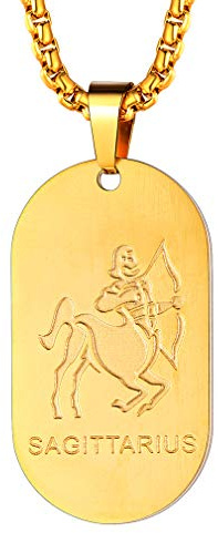 FaithHeart Sternzeichen Halskette für Herren Jungen, Gold Kette mit Sternbild Anhänger, Punk Ketteanhänger für Geburtstag Weihnachten Valentinstag