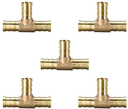 12 mm oder 1/2 Zoll ID Verbindungsstück aus Messing, T-Form, 3-Wege-Schlauchverbinder, Schlauchverbinder, Schlauchverbinder für Barb Air Water Fuel, T-Verbinder, 5 Stück