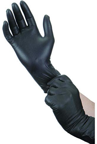 NHGFP 100 guanti in lattice nero blu per la pulizia della casa medica/cibo o giardino guanti universali per mano destra e sinistra, Nero , M