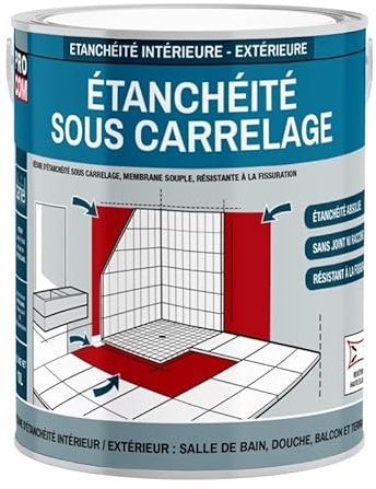 Etancheite sous carrelage, douche, salle de bain, cuisine, pièce humide - Resine d'imperméabilisation, protection à l'eau PROCOM 2.5 litres