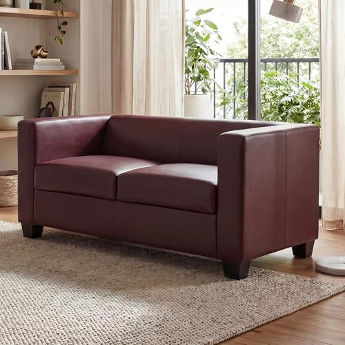 Mendler 2er Sofa Lille - Kunstleder, rot-braun | Couch, Loungesofa