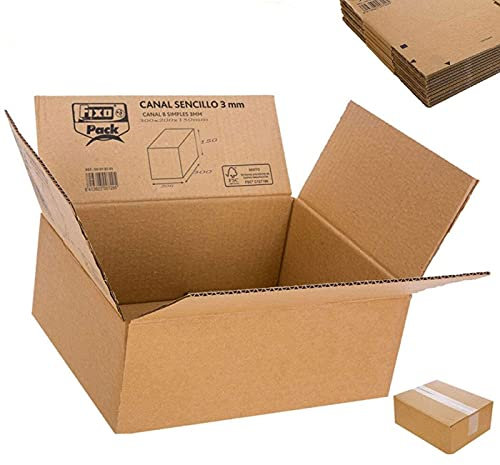 Acan Fixo- Pack de 10 Cajas Multiusos de cartones 30 x 20 x 15 cm, Ideal para mudanza, Empresa Online,Envió Regalo a Familia Amigos etc