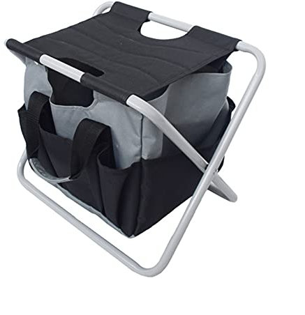 QWERTYUI AISHANBAIHUODIAN 2 in 1 Folding Angelstuhl Tragbare Handtasche BBQ Hocker Camping Wandern Kühler Picknicktasche Wandersitz Tisch Tasche Bär 150kg (Color : Grey Folding Chair)