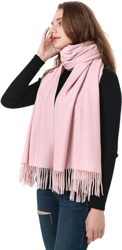 MMEANBEAUTY Damen Kaschmir Schal Winterschal Pashmina Wickeltuch Hochzeit Party Weihnachtsgeschenke-Rosa