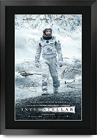 HWC Trading Interstellar Matthew McConaughey, Anne Hathaway Geschenke Geducktes Signiertes Autogramm Foto für Fans von Film Memorabilien - A3 Gerahmt