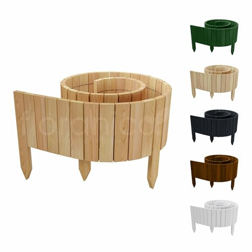 Floranica Rollborder II Clôture Flexible en Bois de pin 200 x 10 cm Nature (raccourcissable) Palissade de Parterre imprégnée Bordure Jardin Clôture décorative Rollboarder