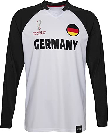FIFA Coupe du Monde 2022 Classique à Manches Longues-Allemagne T-Shirt, Blanc/Noir, M Homme