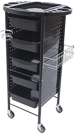 Friseurwagen, Profi Arbeitswagen Rollwagen mit 5 Fächer Rollen Multifunktional Salon Wagen Rollregal Rollcontainer Trolley für Beauty Stylist