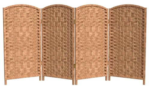 Red Lantern 3 ft. Short Diamond Weave Fiber Folding Screen - Natural - 4 Panel