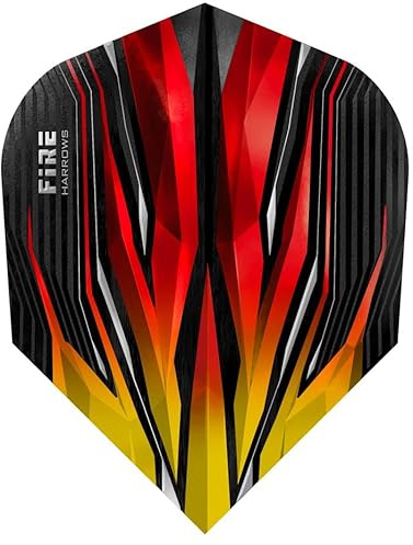 Harrows Darts Flights Fire Inferno Flame Dartflights 1-3-5-10 Set Plus optionale Thor Flights, erhältlich in blau, rot, grün oder zweifarbig gelb-rot, für Softdarts und Steeldarts