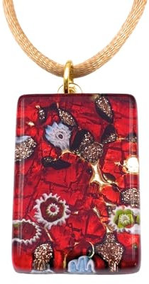 Muranoglas Anhänger Millefiori Anhänger Handmade Glas Anhänger Murano Glas Schmuck 3cm x 2cm - Inklusive Geschenkbox & Zertifikat (Camilla MGPC3), Glas
