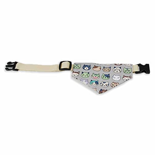 Monkimau Hundehalstuch für mittelgroße Hunde - Halsband aus Nylon mit Klickverschluss und Halstuch für Hunde aus Baumwolle mit Katzen