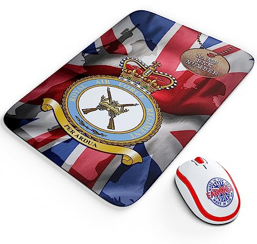 Personalised Military Mouse Mat Royal Air Force Regiment RAF Mousemat Computer Mouse Pad Work Office PC Union Jack Veteran Army Gift MUP74