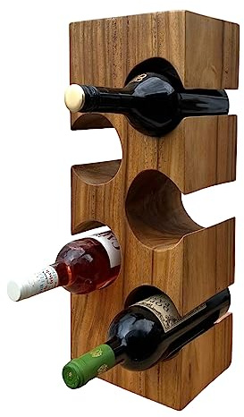 FaHome Weinregal Massiv Holz (50/70/100x27x18) Freistehender Weinhalter massivholz Flaschenhalter Natur (5-Flaschen 50x27x18cm)
