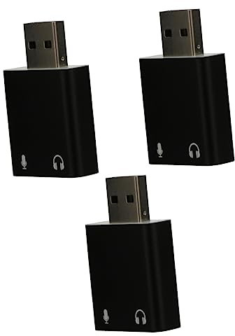 Hemobllo 3pièces Adaptateur Audio USB Externe avec Micro Et Prise Jack pour Pc Et Ordinateurs Portables Alimentation Instantanée Matériau Aluminium Durable pour Jeux Et Musique