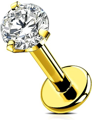 OUFER Threadless Labret Stud Gold 6/8/10/12mm Push-In Lip Bars Titan Helix Tragus Ohrringe Schmuck 16G