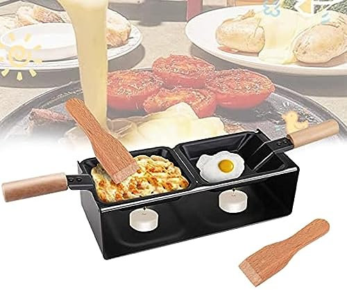 FURLOU Käse-Raclette-Rotaster-Backblech-Herd-Set, Antihaft-Käseschmelzer, Mini-Käse-Raclette-Grillschmelzer für den Innenbereich, Kerzenlicht-Käseschmelzer-Pfanne für geschmolzenen Käse