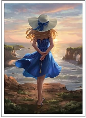 Fantasy North - Girl in The Blue Dress - 100 Smooth Matte TCG Trading Card Sleeves - Anime - Fits Magic MTG Commander Pokemon and Other Card Games - Playing Card Sleeves